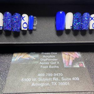 Blue Medium Square Press On Nails